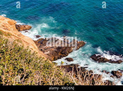 Dichtungen an Malibu, Smaragd und blaues Wasser in einer ruhigen Paradise Beach von Klippen umgeben. dume Cove, Malibu, California, CA, USA Stockfoto