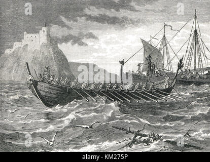 Dänische Wikingerschiffe des 9. Jahrhunderts Stockfoto