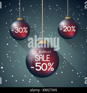 Abstrakte Weihnachten Verkauf Hintergrund mit Weihnachtskugeln und Rabatt text Stock Vektor