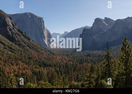 Berühmten Tunnel Ansicht im Yosemite Valley, Yosemite National Park, Kalifornien, USA