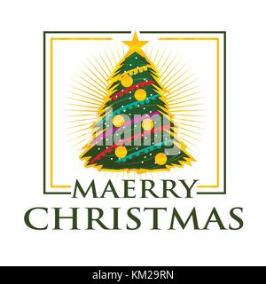 Bunte frohe Weihnachten Abbildung mit gold Kreise, Illustration Design, auf weißem Hintergrund. Stock Vektor