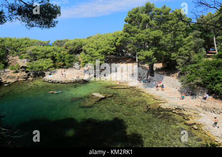 Das Tote Meer Pool, die Insel Lokrum, Dubrovnik, Dubrovnik-Neretva County, Dalmatinische Küste, Adria, Kroatien, Balkan, Europa. Stockfoto