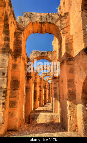 Amphitheater von El Jem, ein UNESCO Welterbe in Tunesien Stockfoto