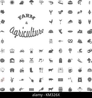 Landwirtschaft und Bauernhof Vector Icons eingestellt. Farm und Landwirtschaft Illustrationen und Vector Icons Stock Vektor