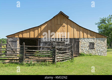 Texas, Johnson City, Lyndon B. Johnson National Historic Park, Johnson, James Polk Johnson Scheune erbaut 1875 Stockfoto