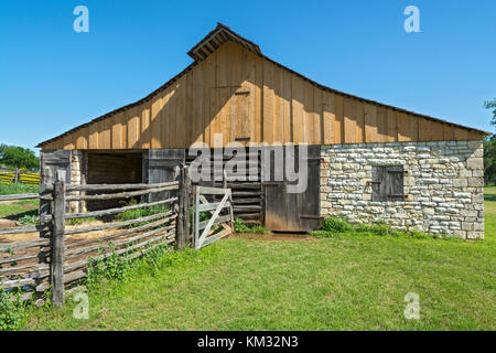 Texas, Johnson City, Lyndon B. Johnson National Historic Park, Johnson, James Polk Johnson Scheune erbaut 1875 Stockfoto