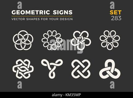 Satz von acht minimalistisch trendige Formen. Stilvolle Vektor logo Embleme für Ihr Design. einfache und universelle geometrischen Zeichen Sammlung. Stock Vektor