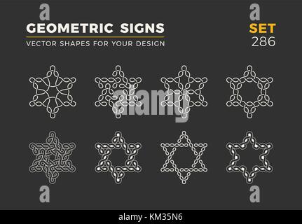 Satz von acht minimalistisch trendige Formen. Stilvolle Vektor logo Embleme für Ihr Design. einfache und universelle geometrischen Zeichen Sammlung. Stock Vektor