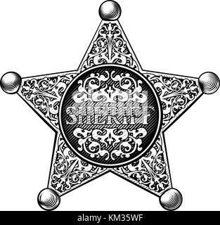 Sheriff Star Badge Western Style Stock Vektor