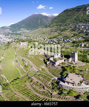 Weinberge in Valtellina - Schloss von grumello (Sondrio) Stockfoto