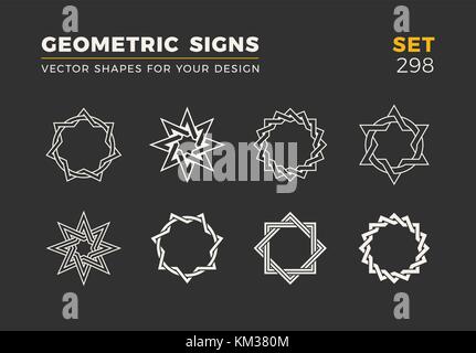 Satz von acht minimalistisch trendige Formen. Stilvolle Vektor logo Embleme für Ihr Design. einfache und universelle geometrischen Zeichen Sammlung. Stock Vektor