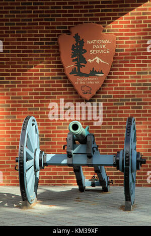 Der Yorktown Battlefield Visitor Center bietet Orientierung auf eine der wichtigsten revolutionären Krieg touring Schlachtfelder in den Vereinigten Staaten Stockfoto