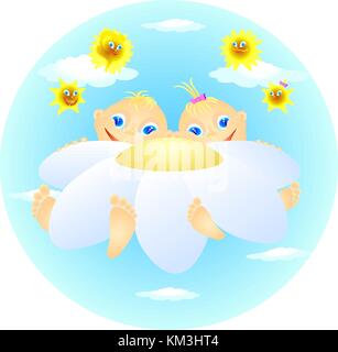 Tag Kinder Kinder peeking Out für Kamille zum Internationalen Kindertag Stock Vektor