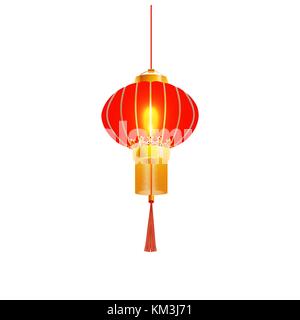 Rote chinesische Laterne. isolierte Abbildung Stock Vektor