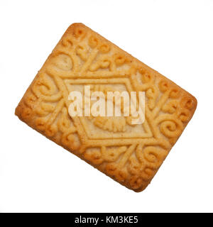 Ein Custard Cream Biscuit auf weißem Hintergrund Stockfoto