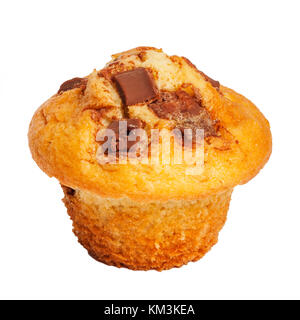 Eine Chocolate Chip muffin auf weißem Hintergrund Stockfoto