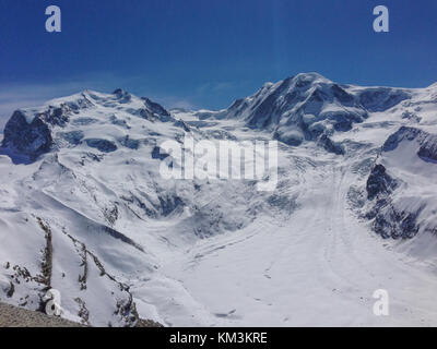 Gornergletscher (gornergletscher) vom Gornergrat gesehen (Gornergrat) in Zermatt, Schweiz Stockfoto