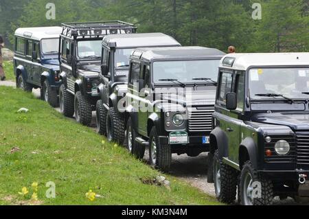 Land Rover Erlebnis in Valpellice Italien Stockfoto