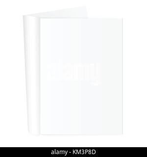 Leere Vorlage öffnen Magazin mit gewalzten Seiten auf weißem Hintergrund. Stock Vektor