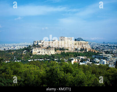 Die Akropolis und die Stadt Athen in Griechenland Stockfoto