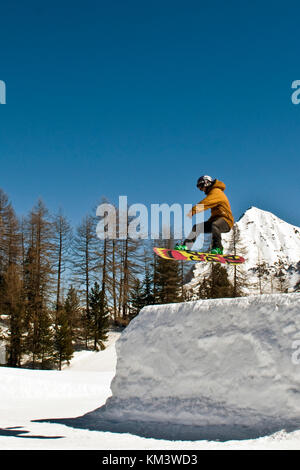 Snow park, Pila, Aostatal, Italien Stockfoto