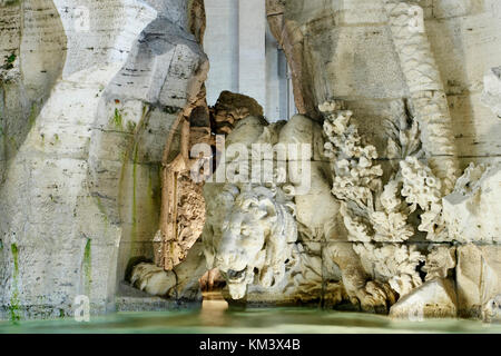 Der Brunnen von Neptun auf der Piazza Navona in Rom, Italien Stockfoto