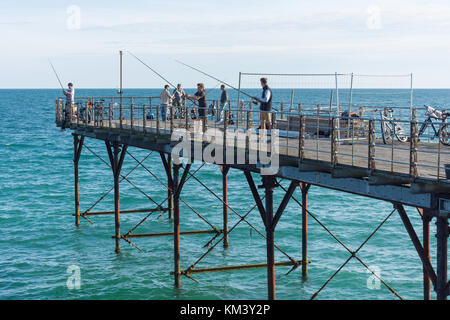 Jungen Fischen aus Bognor Regis Pier, Chichester, West Sussex, England, Vereinigtes Königreich Stockfoto