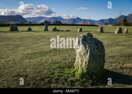 Castlerigg Steinkreis, Lake District, in der Nähe der Stadt Keswick. Stockfoto