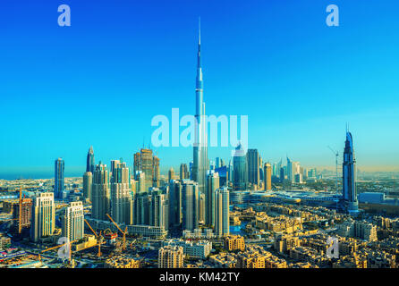 Tolle Aussicht auf die Skyline von Downtown Dubai, Dubai, Vereinigte Arabische Emirate Stockfoto