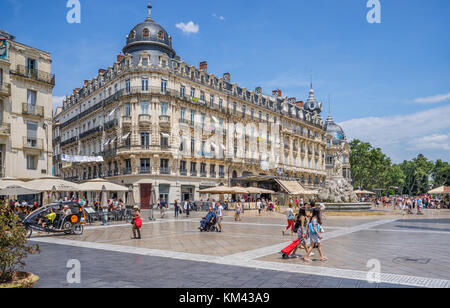 Frankreich, Hérault, Montpellier, Opéra Comédi und 19 Haussmann Stil Gebäude am Place de la Comédie Stockfoto