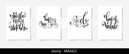 Santa bitte hier aufhören, frohes neues Jahr, Noel, Buon Natale Stock Vektor