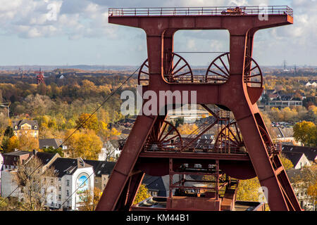 Förderturm der Zeche Zollverein in Essen, Deutschland, World Heritage Site, Stockfoto