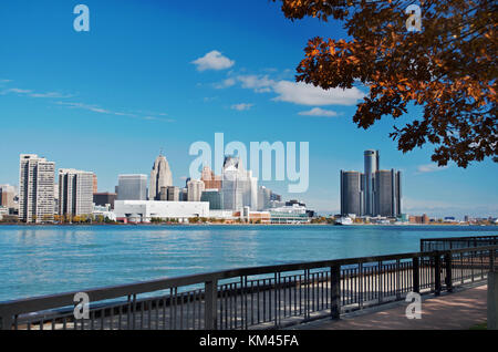 Detroit Aussicht von Kanada november 2017 Stockfoto