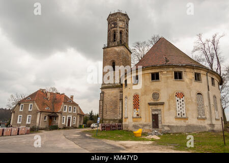 Outdoor der alten evangelischen Kirche in Zeliszow Dorf, Polen, Europa. Stockfoto