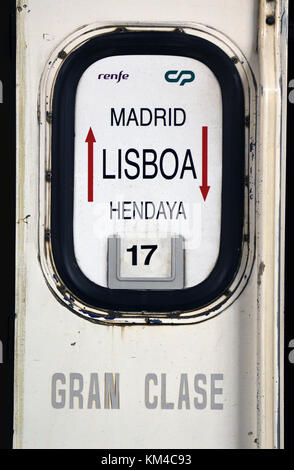 Madrid - Lissabon - hendaye; trenhotel; Nachtzug; Lissabon Santa Apolonia; Portugal; Stockfoto