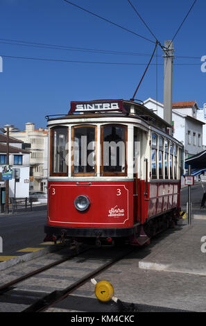 Sintra Straßenbahn; Straßenbahn; sintra Atlantico; Nr. 3; Praia das Macas; Portugal Stockfoto