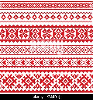 Sami Vektor nahtlose Muster, Lappland, traditionelle Volkskunst Stricken und Sticken design Stock Vektor