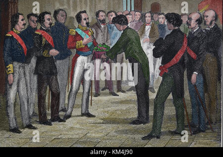 Baldomero Espartero (1793-1879). spanischen General und Politiker und regentin von Spanien. Barcelona bietet eine staatsbürgerliche Krone Espartero, 1845. Stockfoto
