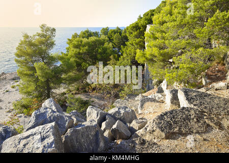 Sonnenuntergang an der Küste in Istrien Kroatien. Europa. Stockfoto