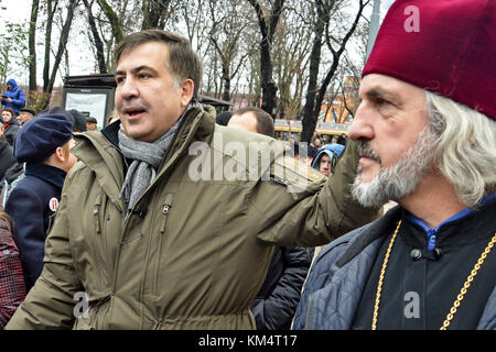 Kiew, Ukraine. 3 Dez, 2017. Ehemalige georgische Präsident und ehemaliger Gouverneur der Region Odessa Micheil Saakaschwili im Amtsenthebungsverfahren März in Kiew Quelle: alexandr Gusew/Pacific Press/alamy leben Nachrichten Stockfoto