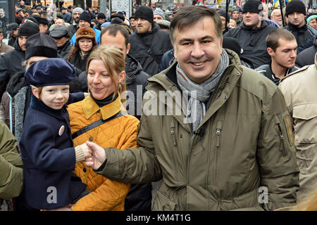 Kiew, Ukraine. 3 Dez, 2017. Ehemalige georgische Präsident und ehemaliger Gouverneur der Region Odessa Micheil Saakaschwili im Amtsenthebungsverfahren März in Kiew Quelle: alexandr Gusew/Pacific Press/alamy leben Nachrichten Stockfoto