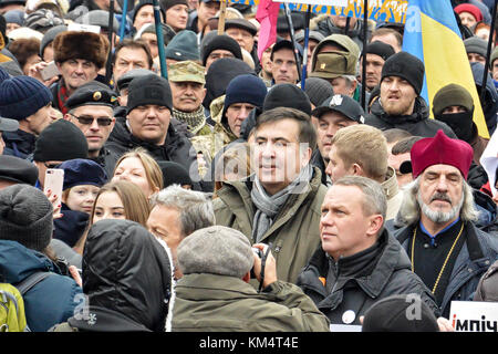 Kiew, Ukraine. 3 Dez, 2017. Ehemalige georgische Präsident und ehemaliger Gouverneur der Region Odessa Micheil Saakaschwili im Amtsenthebungsverfahren März in Kiew Quelle: alexandr Gusew/Pacific Press/alamy leben Nachrichten Stockfoto