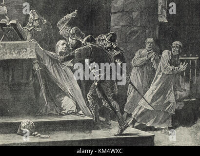 Der Mord an Thomas à Becket, Kathedrale von Canterbury, 29. Dezember 1170 Stockfoto