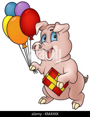 Ständigen Ferkel mit Ballons Stock Vektor