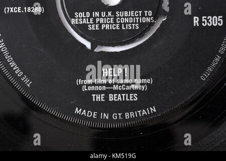 Beatles Help! Sieben Zoll single label Details Stockfoto