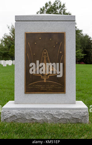 Space Shuttle Challenger Memorial Grab, den nationalen Friedhof von Arlington, Virginia, United States. Stockfoto