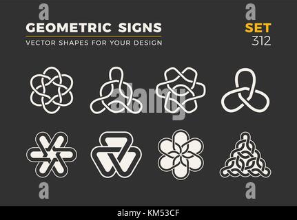 Satz von acht minimalistisch trendige Formen. Stilvolle Vektor logo Embleme für Ihr Design. einfache und universelle geometrischen Zeichen Sammlung. Stock Vektor