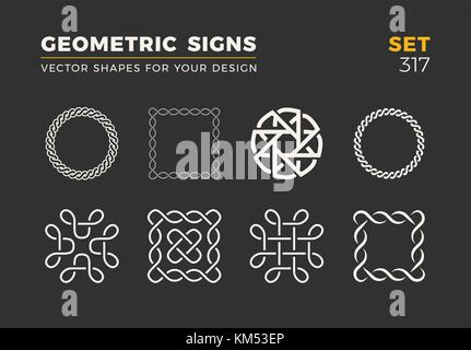 Satz von acht minimalistisch trendige Formen. Stilvolle Vektor logo Embleme für Ihr Design. einfache und universelle geometrischen Zeichen Sammlung. Stock Vektor