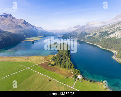 Engadin, Silsersee in Graubünden Kanton Stockfoto