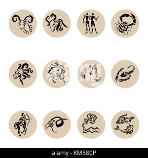 Horoskop Sternzeichen Sternzeichen, Vektor einrichten. Stock Vektor